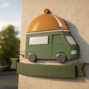 Designing food truck logos with truck font and watercolor styles