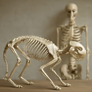 An overview of female cat anatomy highlighting cat ear anatomy and cat tail anatomy.