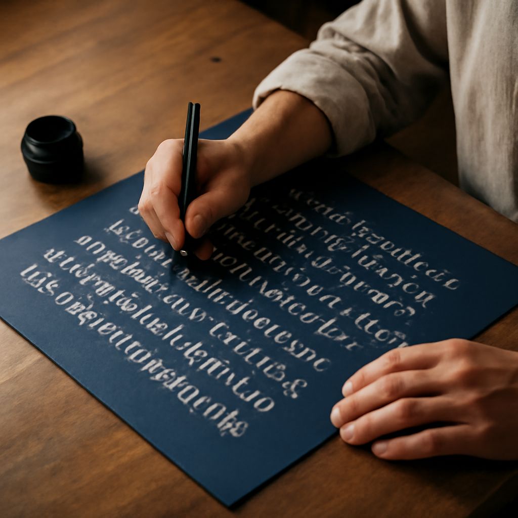 Fraktur calligraphy and calligraphy quill techniques