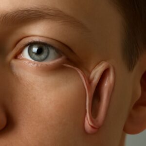 Illustration showing the anatomy of the eyelid, including upper eyelid anatomy and lower eyelid anatomy