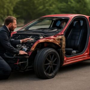 Detailed view of car anatomy showing engine and chassis, comparing cars anatomy with plant structures