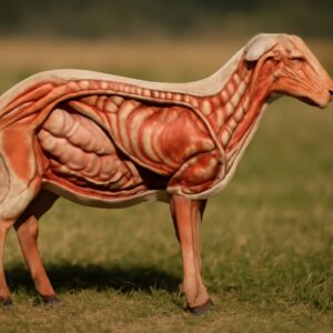 Detailed view of sheep anatomy and anatomy of an oyster