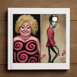 A beautiful cartoon portrait featuring cartoon swords and a cartoon family portrait.