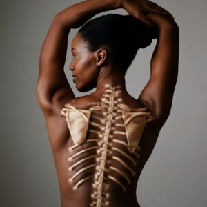Illustration of female back anatomy and drawing templates