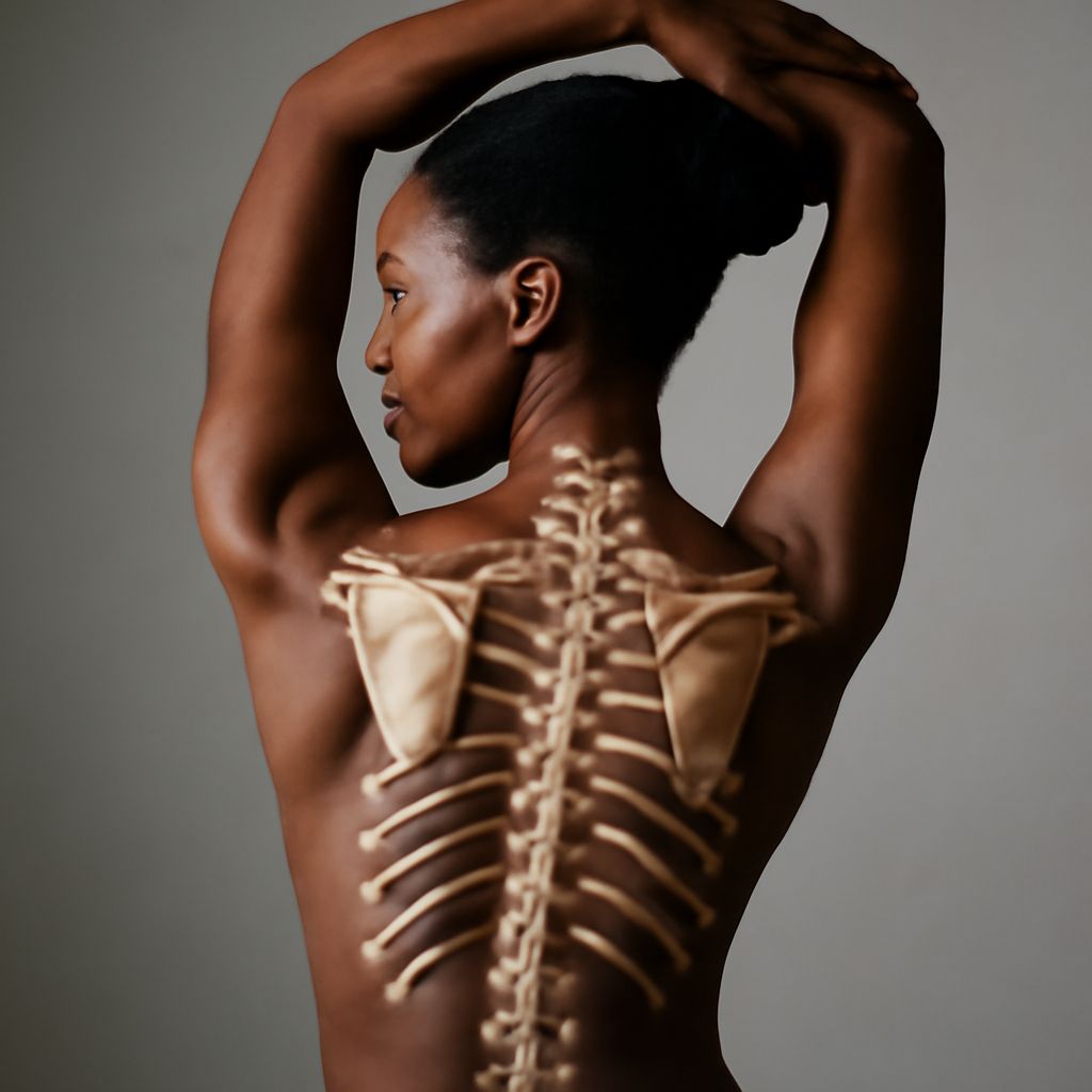 Illustration of female back anatomy and drawing templates