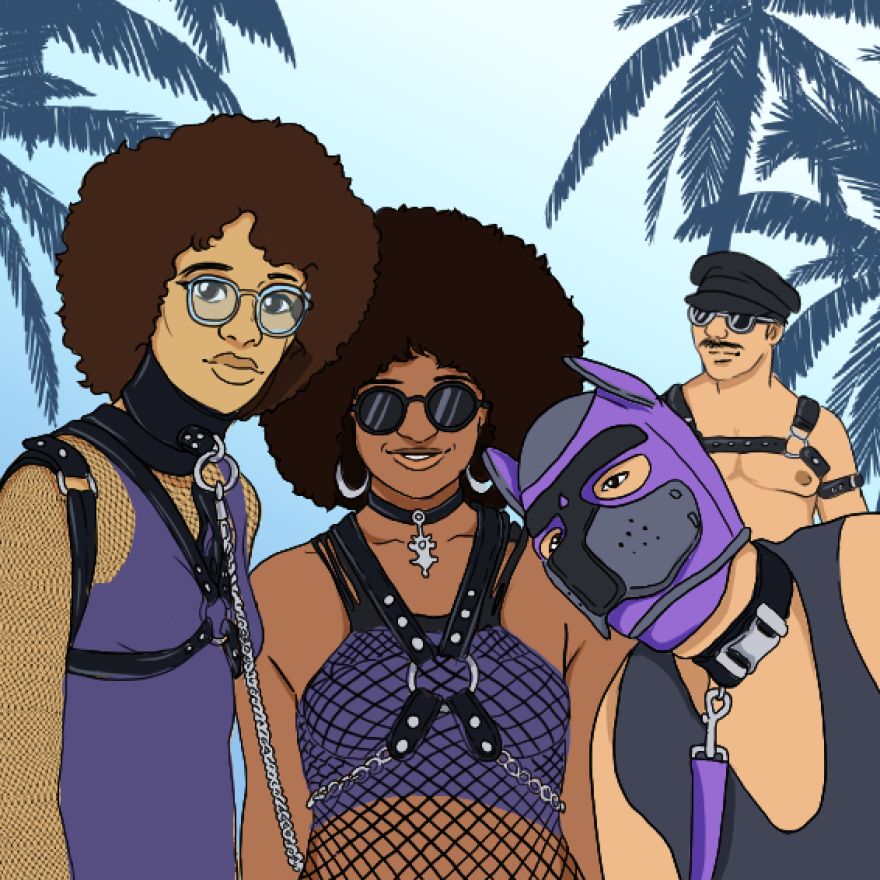 An illustration featuring femdom cartoon and cartoon dominatrix elements