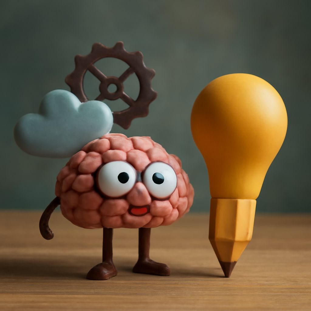 Illustration of cartoon ideas and self portrait drawing