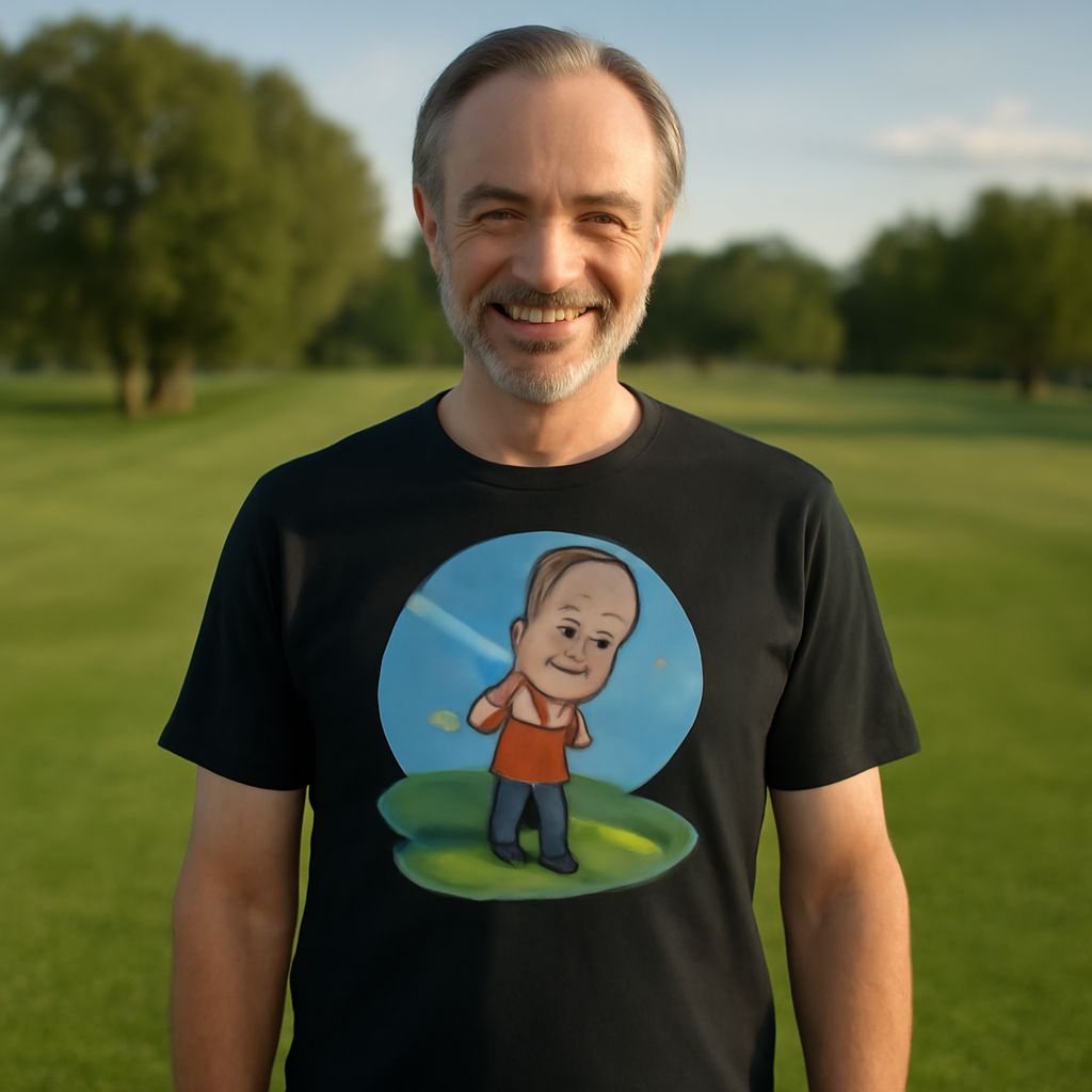 Illustration of golf course drawing with cartoon golf and funny golf cartoons