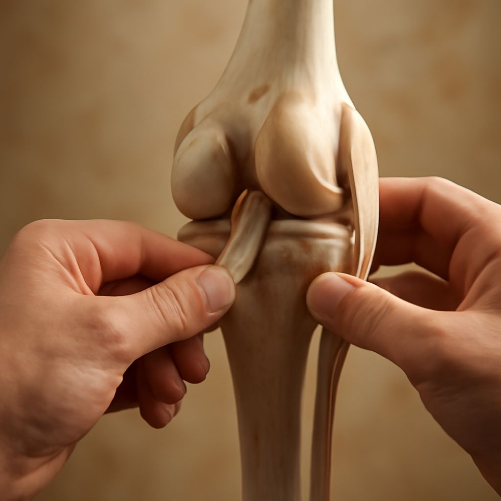 Illustration of knee tendons anatomy and seahorse anatomy