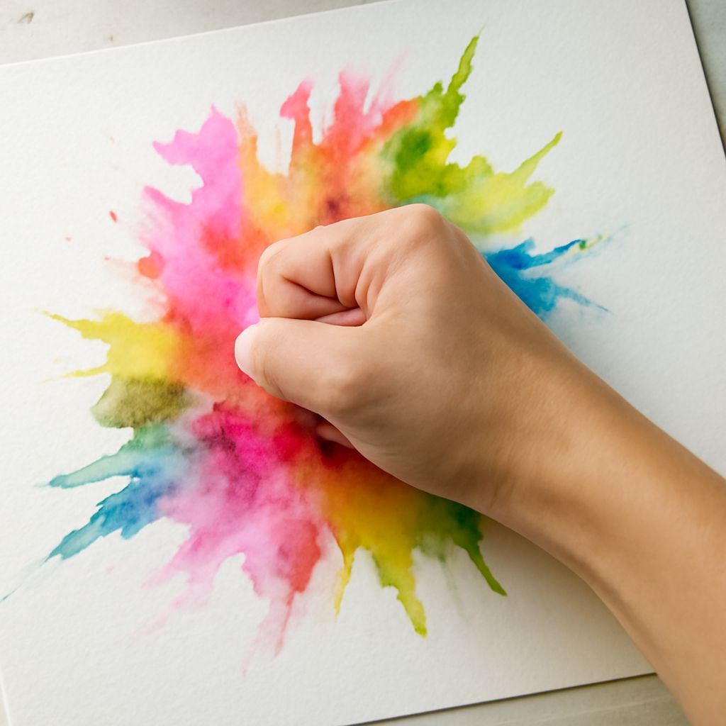Watercolor splatter techniques and handmade watercolor paint