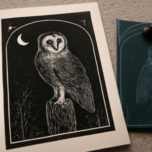 Barred owl drawing and barn owl face drawing
