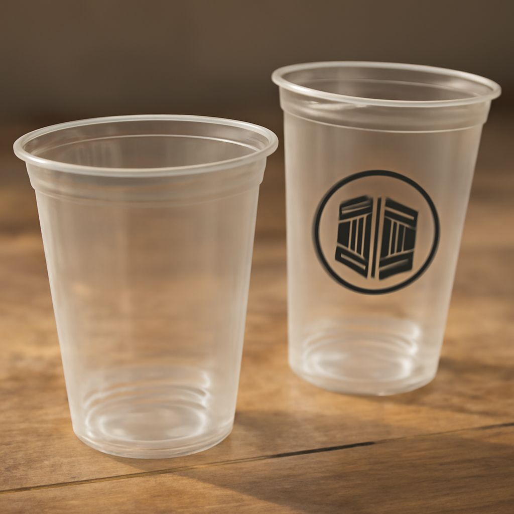 Plastic cups with logo and olive logo designs