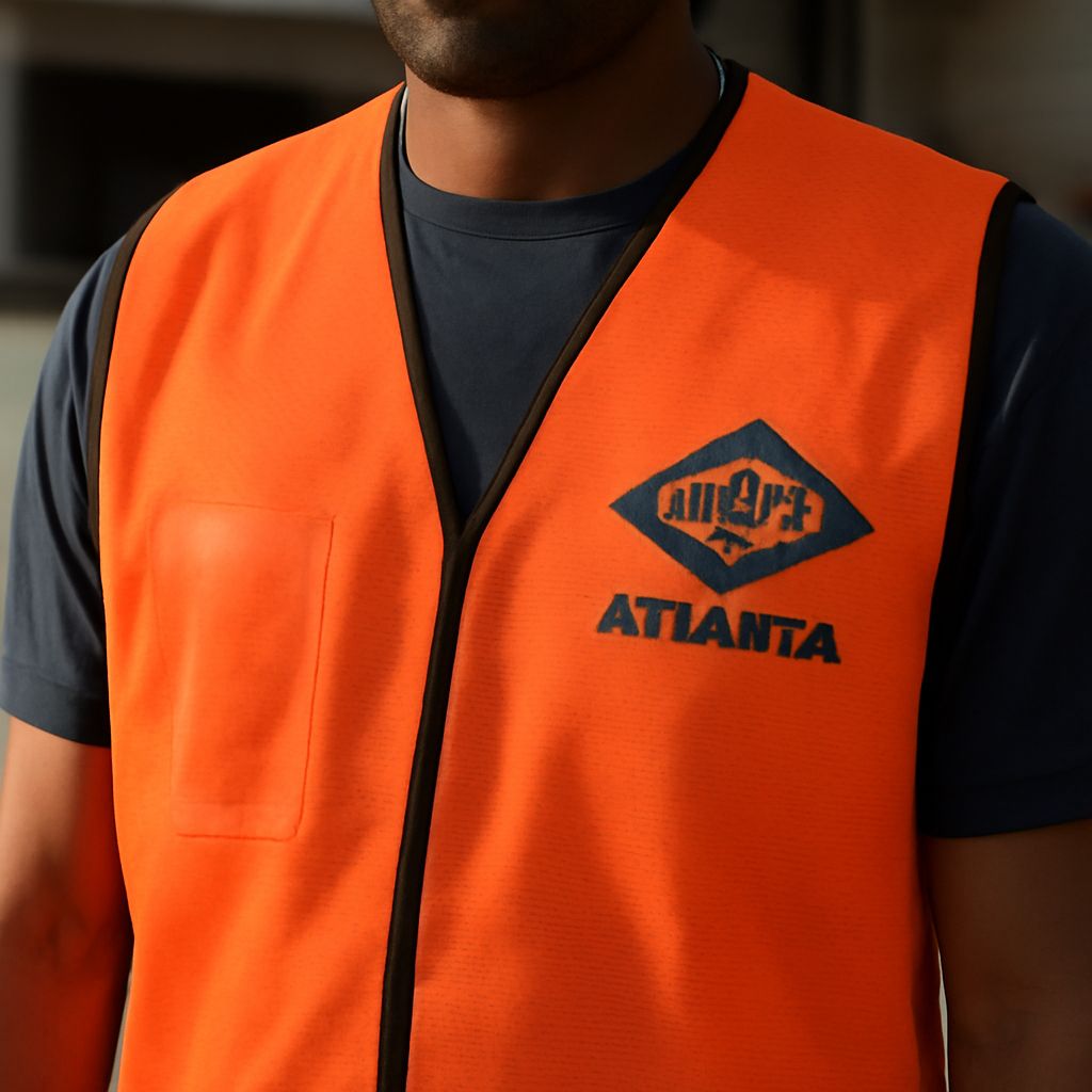 Safety vest with logo design and cartoon characters