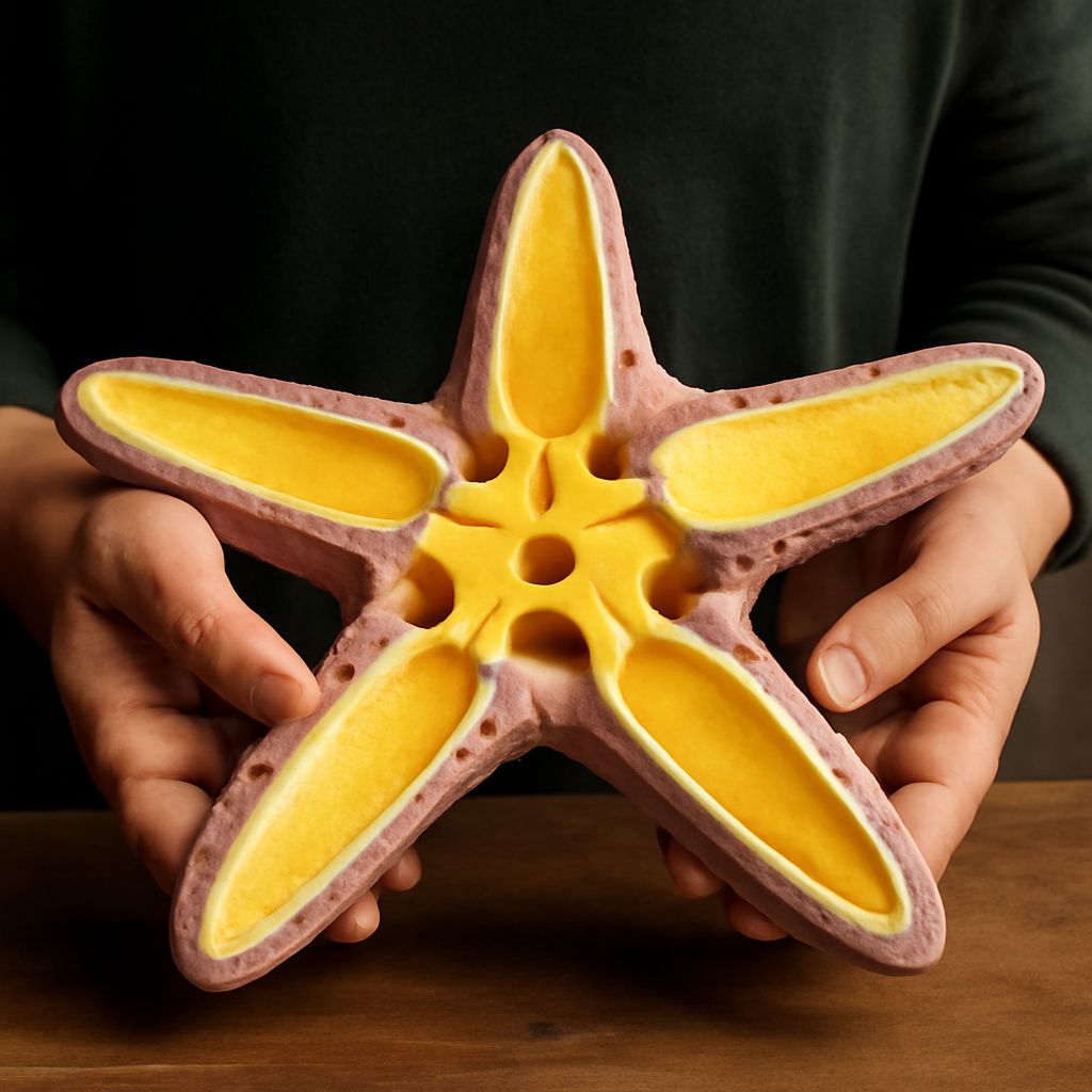 Detailed view of starfish anatomy and sea star anatomy