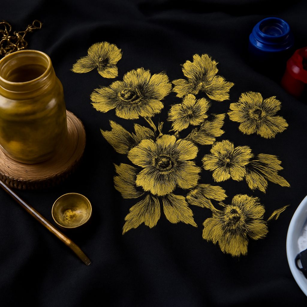 Black paper drawing and drawing on fabric techniques