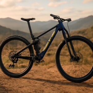 Illustration of mountain landscape drawing and bicycle anatomy