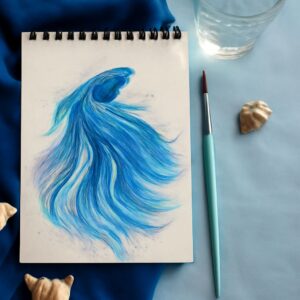 Watercolor pastels and betta fish watercolor art