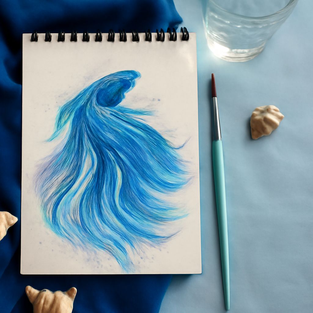 Watercolor pastels and betta fish watercolor art