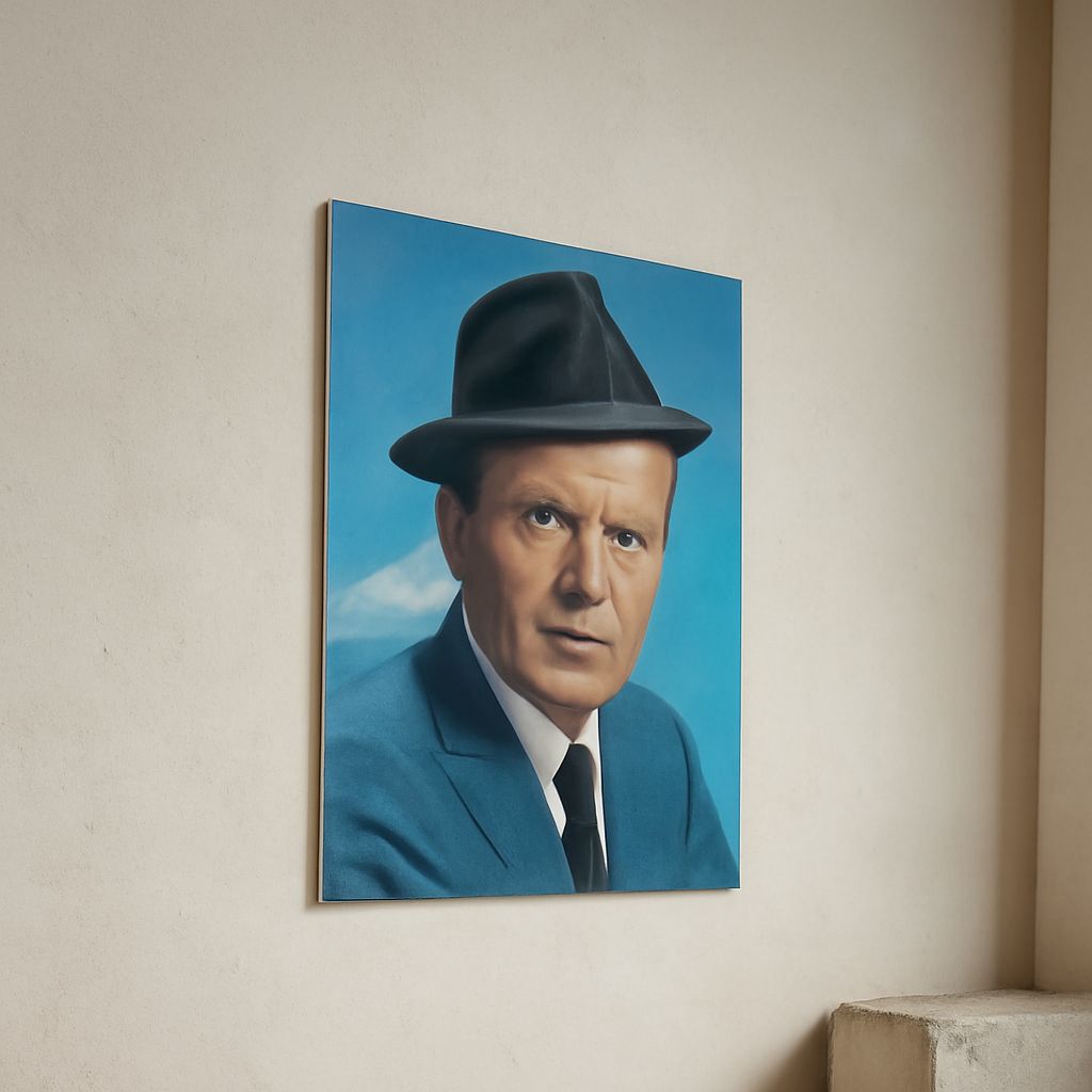 Watercolor techniques featuring teal and Frank Sinatra drawing
