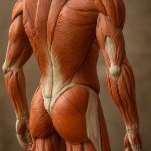 Illustration showing muscles of the back and back anatomy