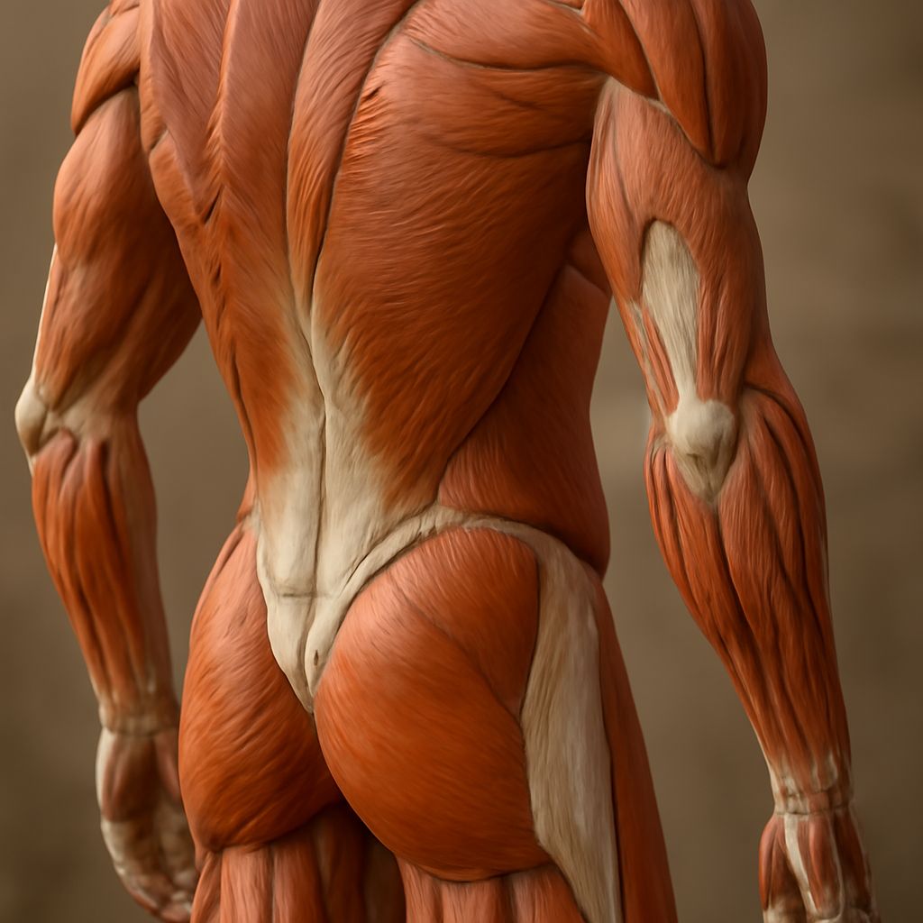 Illustration showing muscles of the back and back anatomy