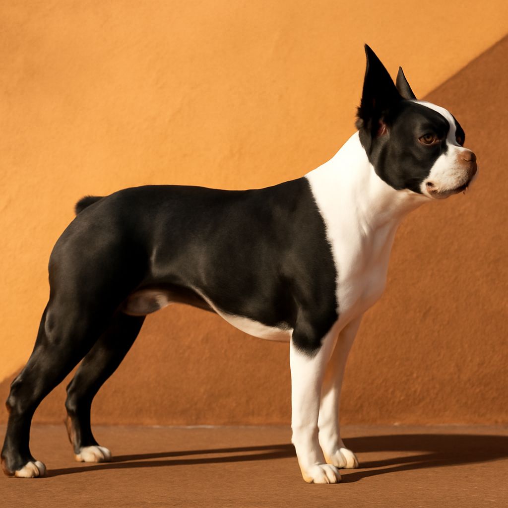 Boston Terrier logo with Rube Goldberg machine